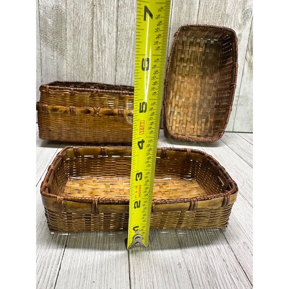 Vintage Woven Rattan Wicker Picnic Basket Storage Decor No Handles 7.5" x 4" - Picture 11 of 16